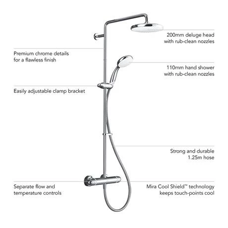 Mira Coda Pro ERD Thermostatic Bar Shower Mixer - Chrome - 1.1836.006 4 Mira Coda Pro ERD Thermostatic Bar Shower Mixer - Chrome - 1.1836.006 - Image 2