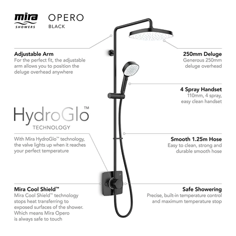Mira Opero Dual Matt Black Thermostatic Mixer Shower - 1.1944.004 4 Mira Opero Dual Matt Black Thermostatic Mixer Shower - 1.1944.004 - Image 2