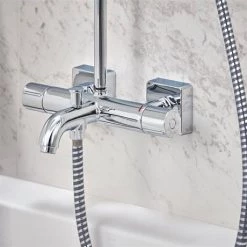 Hansgrohe Vernis Shape EcoSmart Showerpipe 230 Thermostatic Bath Shower Mixer - 26098000 -Shower Sets Shop 26098000.ai3 460
