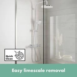 Hansgrohe Vernis Blend Showerpipe 200 Thermostatic Shower Mixer - Chrome - 26276000 -Shower Sets Shop 26276000 D2 460