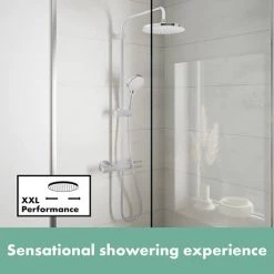 Hansgrohe Vernis Blend Showerpipe 200 Thermostatic Shower Mixer - Chrome - 26276000 -Shower Sets Shop 26276000 D3 460