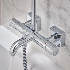 Hansgrohe Vernis Shape Showerpipe 230 Thermostatic Bath Shower Mixer - 26284000 -Shower Sets Shop 26284000.ai3 460