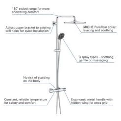 Grohe Vitalio Joy 310 Thermostatic Shower System - 26400001 -Shower Sets Shop 26400001 D1 460