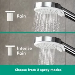 Hansgrohe Crometta E Showerpipe 240 Thermostatic Shower Mixer - 27271000 -Shower Sets Shop 27271000 n d4n 460