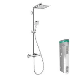 Hansgrohe Crometta E Showerpipe 240 Thermostatic Shower Mixer - 27271000 -Shower Sets Shop 27271000 n d5 460