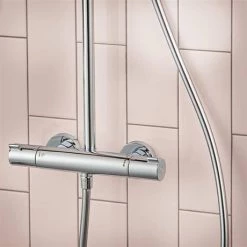 Hansgrohe Crometta E EcoSmart Showerpipe 240 Thermostatic Shower Mixer - 27281000 -Shower Sets Shop 27281000.ai2 460
