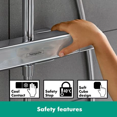 Hansgrohe Croma E Showerpipe 280 EcoSmart 9 l/min Thermostatic Shower Mixer - 27660000 5 Hansgrohe Croma E Showerpipe 280 EcoSmart 9 l/min Thermostatic Shower Mixer - 27660000 - Image 3