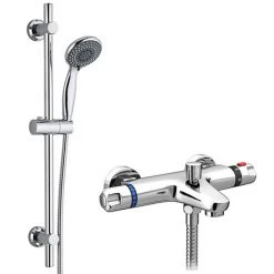 Apollo Wall Mounted Thermostatic Bath Shower Mixer + Slider Rail Kit