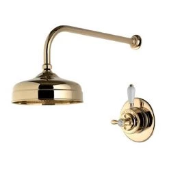 Aqualisa - Aquatique Thermo Concealed Thermostatic Valve with 8" Drencher Head & Arm - Gold - 500.00.04-580.04