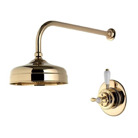 Aqualisa - Aquatique Thermo Concealed Thermostatic Valve with 8" Drencher Head & Arm - Gold - 500.00.04-580.04 3 Aqualisa - Aquatique Thermo Concealed Thermostatic Valve with 8" Drencher Head & Arm - Gold - 500.00.04-580.04