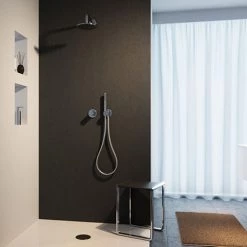 Keuco Ixmo Round Thermostatic Shower System with Head + Handset - Chrome