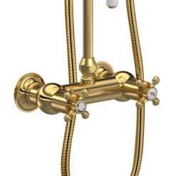 Hudson Reed Brushed Brass Thermostatic Shower Valve & Rigid Riser Kit - A8117 11 Hudson Reed Brushed Brass Thermostatic Shower Valve & Rigid Riser Kit - A8117 -Shower Sets Shop A8117 D3 460
