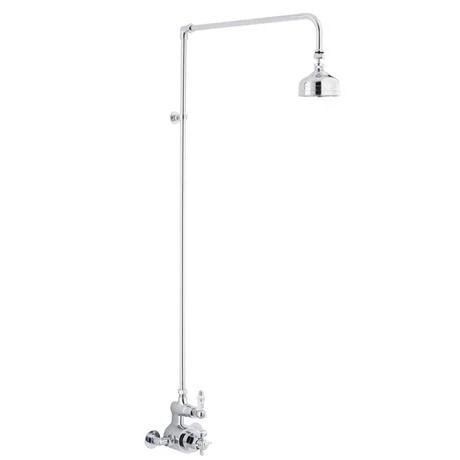 Traditional Twin Exposed Shower Valve & Rigid Riser Kit w 4" Apron Fixed Shower 4 Traditional Twin Exposed Shower Valve & Rigid Riser Kit w 4" Apron Fixed Shower - Image 2