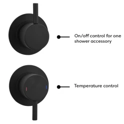 Arezzo Matt Black Concealed Individual Stop Tap + Thermostatic Control Valve with 200mm Shower Head 11 Arezzo Matt Black Concealed Individual Stop Tap + Thermostatic Control Valve with 200mm Shower Head -Shower Sets Shop ARZ ISV PK1 detail1 460
