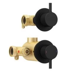 Arezzo Matt Black Concealed Individual Stop Tap + Thermostatic Control Valve with 200mm Shower Head 12 Arezzo Matt Black Concealed Individual Stop Tap + Thermostatic Control Valve with 200mm Shower Head -Shower Sets Shop ARZ ISV PK1 detail2 460