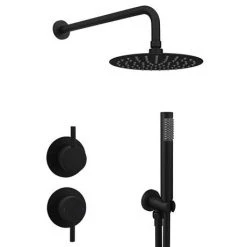 Arezzo Matt Black Concealed Individual Diverter + Thermostatic Control Valve with Handset + 200mm Shower Head 13 Arezzo Matt Black Concealed Individual Diverter + Thermostatic Control Valve with Handset + 200mm Shower Head -Shower Sets Shop ARZ ISV PK2 n d2 460