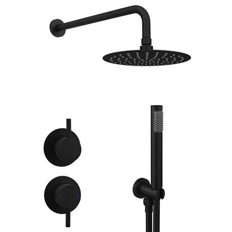 Arezzo Matt Black Concealed Individual Diverter + Thermostatic Control Valve with Handset + 200mm Shower Head 8 Arezzo Matt Black Concealed Individual Diverter + Thermostatic Control Valve with Handset + 200mm Shower Head - Image 6