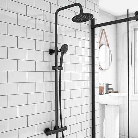 Arezzo Modern Round Thermostatic Shower - Matt Black 3 Arezzo Modern Round Thermostatic Shower - Matt Black