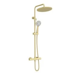 Arezzo Modern Round Thermostatic Shower (300mm Head - Brushed Brass) -Shower Sets Shop ARZ3BBH detail03 460
