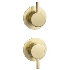 Arezzo Brushed Brass Concealed Individual Stop Tap + Thermostatic Control Valve with Ceiling Mounted Shower Head 10 Arezzo Brushed Brass Concealed Individual Stop Tap + Thermostatic Control Valve with Ceiling Mounted Shower Head -Shower Sets Shop ARZB ISV PK1 detail1 460