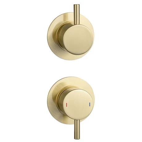 Arezzo Brushed Brass Concealed Individual Stop Tap + Thermostatic Control Valve with Ceiling Mounted Shower Head 5 Arezzo Brushed Brass Concealed Individual Stop Tap + Thermostatic Control Valve with Ceiling Mounted Shower Head - Image 3