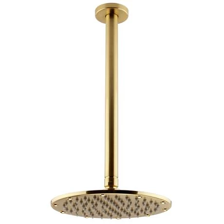 Arezzo Brushed Brass Concealed Individual Stop Tap + Thermostatic Control Valve with Ceiling Mounted Shower Head 8 Arezzo Brushed Brass Concealed Individual Stop Tap + Thermostatic Control Valve with Ceiling Mounted Shower Head - Image 6