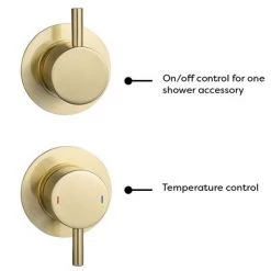 Arezzo Brushed Brass Concealed Individual Stop Tap + Thermostatic Control Valve with Wall Mounted Shower Head 13 Arezzo Brushed Brass Concealed Individual Stop Tap + Thermostatic Control Valve with Wall Mounted Shower Head -Shower Sets Shop ARZB ISV PK3 d7 460