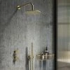 Arezzo Brushed Brass Concealed Individual Diverter + Thermostatic Control Valve with Handset + Wall Mounted Shower Head -Shower Sets Shop ARZB ISV PK4 n p