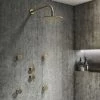 Arezzo Brushed Brass Concealed Individual Diverter + Thermostatic Control Valve w. 4 Body Jets + Fixed Head -Shower Sets Shop ARZB ISV PK5 p