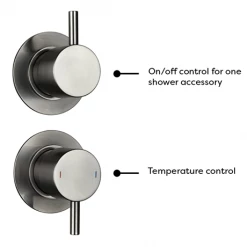 Arezzo Gunmetal Grey Concealed Individual Stop Tap + Thermostatic Control Valve with Wall Mounted Shower Head 11 Arezzo Gunmetal Grey Concealed Individual Stop Tap + Thermostatic Control Valve with Wall Mounted Shower Head -Shower Sets Shop ARZGM ISV PK3 d4 460