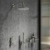 Arezzo Gunmetal Grey Concealed Individual Diverter + Thermostatic Control Valve with Handset + Wall Mounted Shower Head -Shower Sets Shop ARZGM ISV PK4 n p