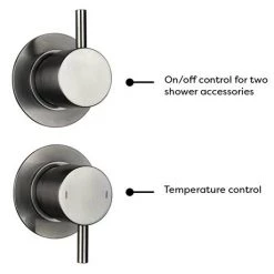 Arezzo Gunmetal Grey Concealed Individual Diverter + Thermostatic Control Valve with Handset + Wall Mounted Shower Head -Shower Sets Shop ARZGM ISV PK4 n d5 460