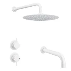 Arezzo Matt White Shower Set (Fixed Round Shower Head + Bath Spout)