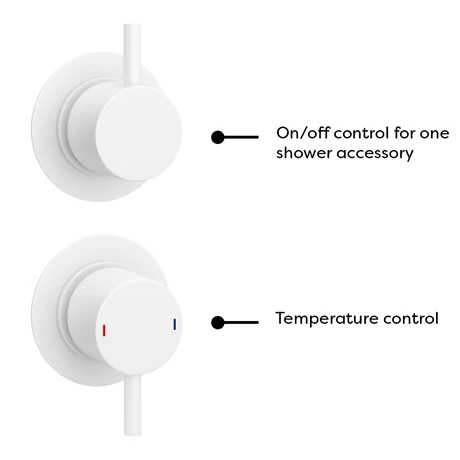 Arezzo Matt White Concealed Individual Stop Tap + Thermostatic Control Valve with Wall Mounted Shower Head 8 Arezzo Matt White Concealed Individual Stop Tap + Thermostatic Control Valve with Wall Mounted Shower Head - Image 6