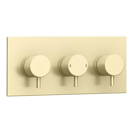 Arezzo Brushed Brass Round Thermostatic Shower Pack with Ceiling Mounted Head + Handset 7 Arezzo Brushed Brass Round Thermostatic Shower Pack with Ceiling Mounted Head + Handset - Image 5