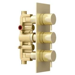 Arezzo Brushed Brass Round Thermostatic Shower Pack with Ceiling Mounted Head + Handset 13 Arezzo Brushed Brass Round Thermostatic Shower Pack with Ceiling Mounted Head + Handset -Shower Sets Shop AZBBSPK3 detail4 460