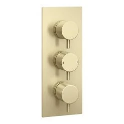 Arezzo Brushed Brass Round Thermostatic Shower Pack with 300mm Ceiling Mounted Head + Handset -Shower Sets Shop AZBBSPK5 detail1 460