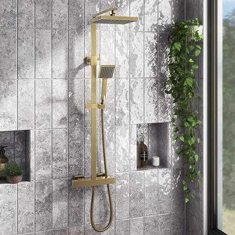 Arezzo Square Thermostatic Shower - Brushed Brass 3 Arezzo Square Thermostatic Shower - Brushed Brass