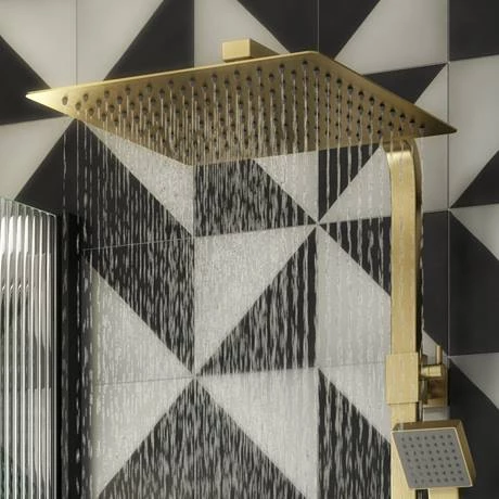 Arezzo Modern Square Thermostatic Shower (300 x 300mm Head - Brushed Brass) 6 Arezzo Modern Square Thermostatic Shower (300 x 300mm Head - Brushed Brass) - Image 4