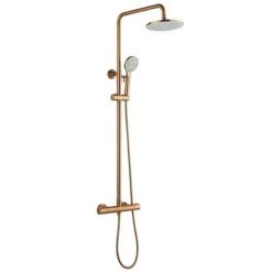 Arezzo Round Thermostatic Shower - Brushed Bronze -Shower Sets Shop AZBRZRD3 d1 460