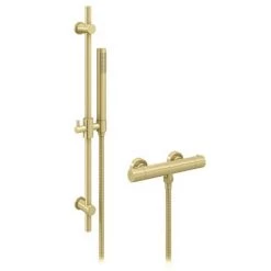 Arezzo Brushed Brass Round Bar Shower Valve incl. Slide Rail Kit with Pencil Handset -Shower Sets Shop AZBVP80BB n d4 460