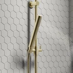 Arezzo Brushed Brass Round Bar Shower Valve incl. Slide Rail Kit with Pencil Handset -Shower Sets Shop AZBVP80BB n d5 460