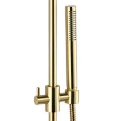 Arezzo Brushed Brass Round Bar Shower Valve incl. Slide Rail Kit with Pencil Handset -Shower Sets Shop AZBVP80BB d3 460