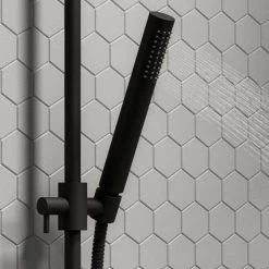Arezzo Matt Black Round Bar Shower Valve incl. Slide Rail Kit with Pencil Handset -Shower Sets Shop AZBVP80MB d4 460