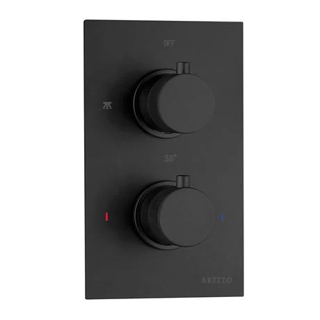 Arezzo Fluted Matt Black Round Shower Package with Concealed Valve + Head 7 Arezzo Fluted Matt Black Round Shower Package with Concealed Valve + Head - Image 5
