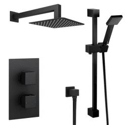 Arezzo Matt Black Square Thermostatic Shower Pack incl. Wall Mounted Head + Slider Rail Kit 13 Arezzo Matt Black Square Thermostatic Shower Pack incl. Wall Mounted Head + Slider Rail Kit -Shower Sets Shop AZMBPK5 n d1 460