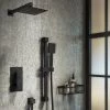 Arezzo Matt Black Square Thermostatic Shower Pack incl. Wall Mounted Head + Slider Rail Kit -Shower Sets Shop AZMBPK5 nw p