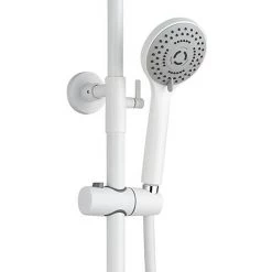 Arezzo Round Thermostatic Shower - Matt White -Shower Sets Shop AZMWRD3 d2 460
