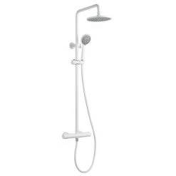 Arezzo Round Thermostatic Shower - Matt White -Shower Sets Shop AZMWRD3 detail04 460
