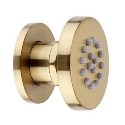 Arezzo Brushed Brass Industrial Style Push Button Shower Valve with Diverter, Handset, Fixed Shower Head + 4 Body Jets -Shower Sets Shop AZPB03RBBPK D4 460